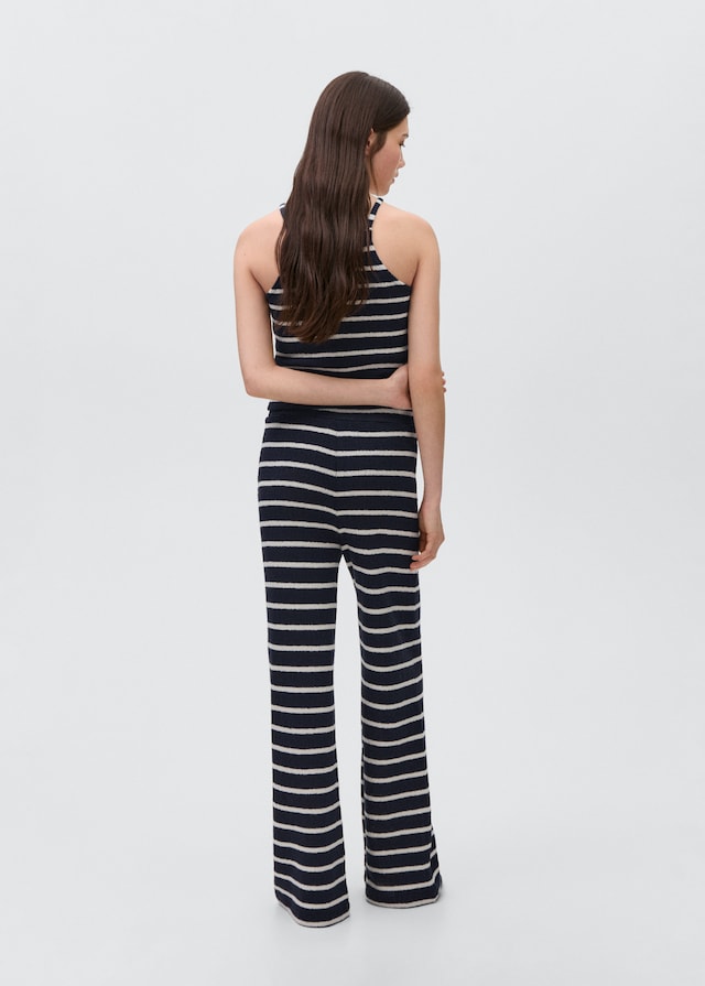Mango Gestreifte Jersey-Hose Rabatt