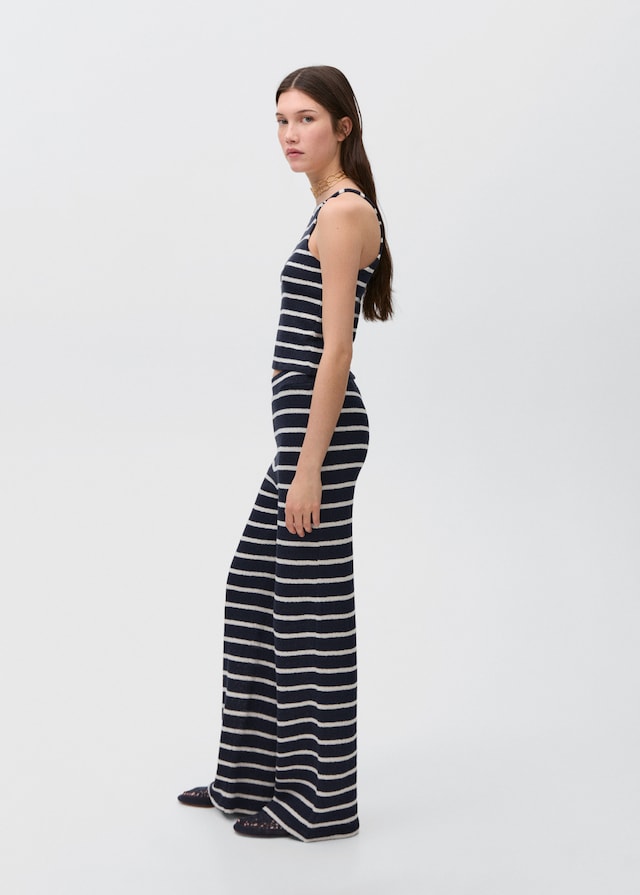 Mango Gestreifte Jersey-Hose Rabatt