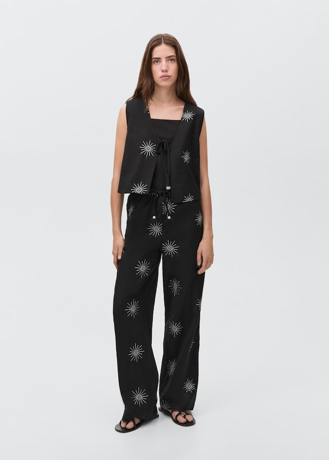 Mango Lange Hose mit Stickdetails Versandkostenfrei