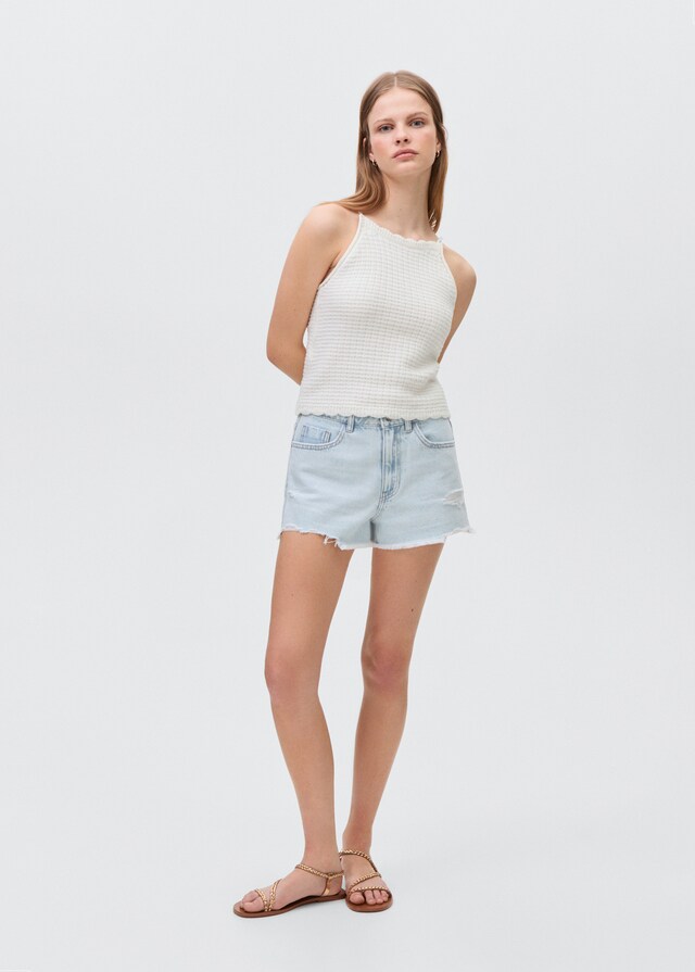 Mango Jeansshorts mit Zierrissen Lagerräumung