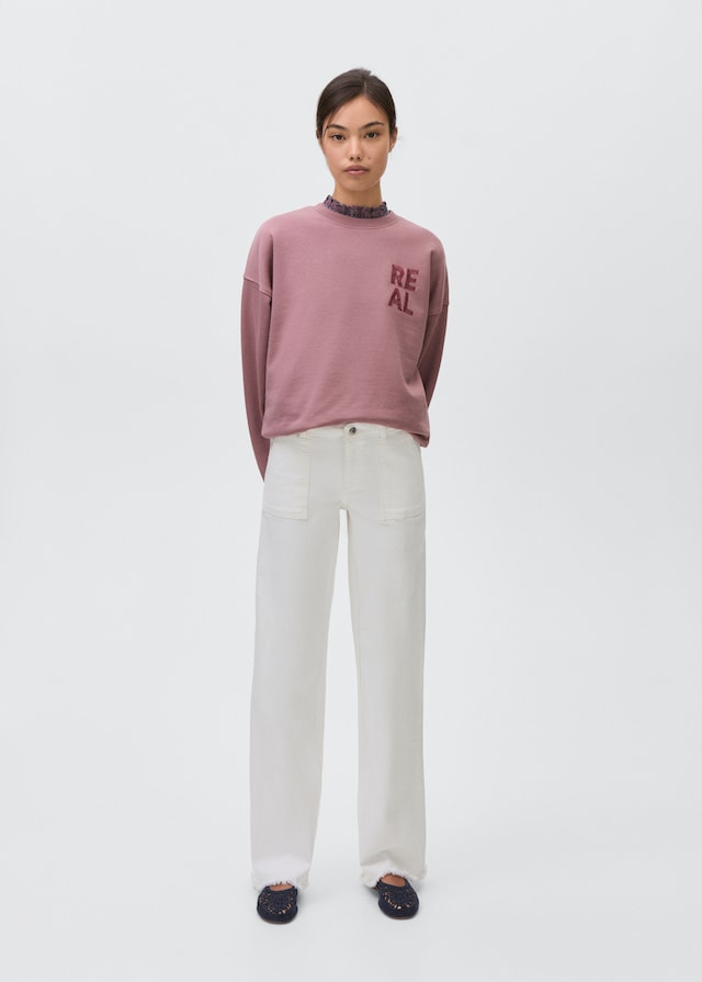 Mango Sweatshirt mit aufgesticktem Schriftzug Neueste Mode