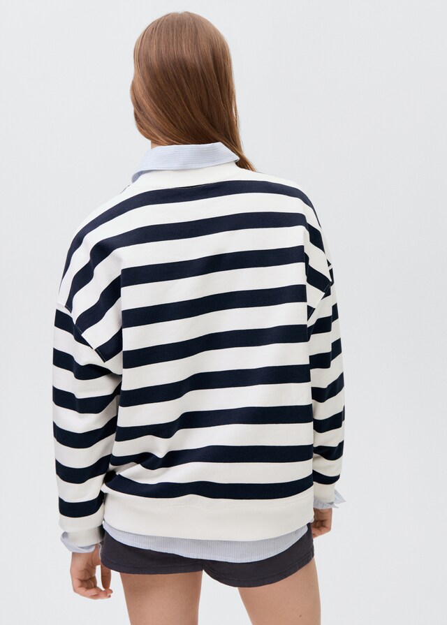 Mango Gestreiftes Sweatshirt mit Text Online Outlet