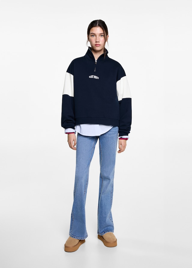 Mango Sweatshirt mit Zip und Schriftzug Zeitlich begrenztes Angebot