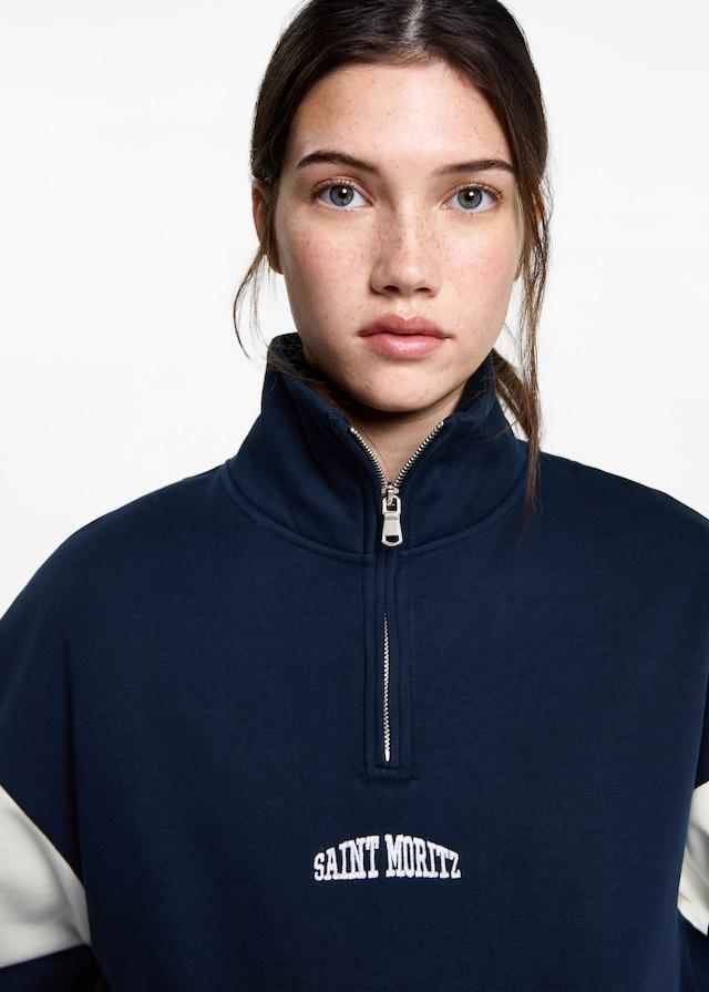 Mango Sweatshirt mit Zip und Schriftzug Zeitlich begrenztes Angebot