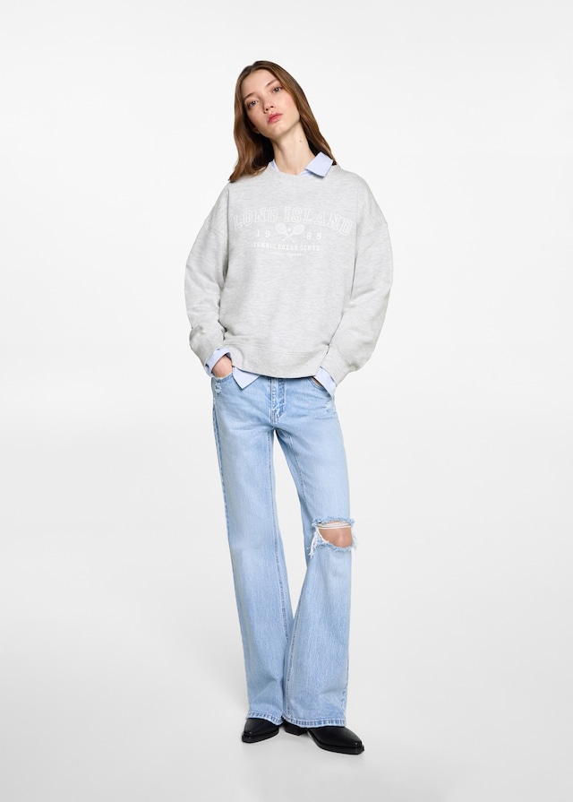 Mango Gemustertes Baumwoll-Sweatshirt Blitzangebot
