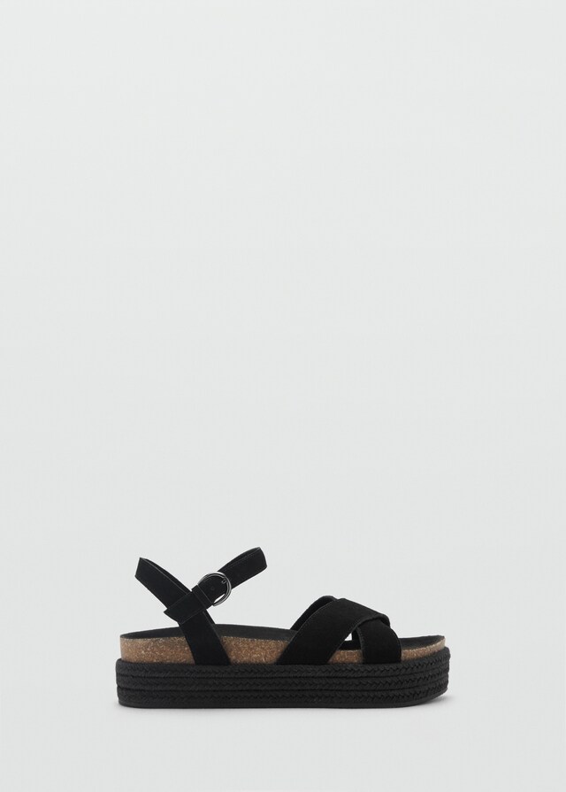 Mango Plateau-Sandale aus Leder Bis zu 55% Rabatt