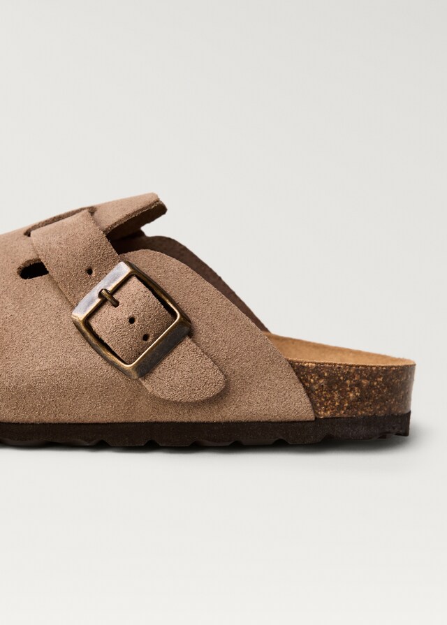 Mango Leder-Clogs mit Schnalle Discount Store für neue Produkte
