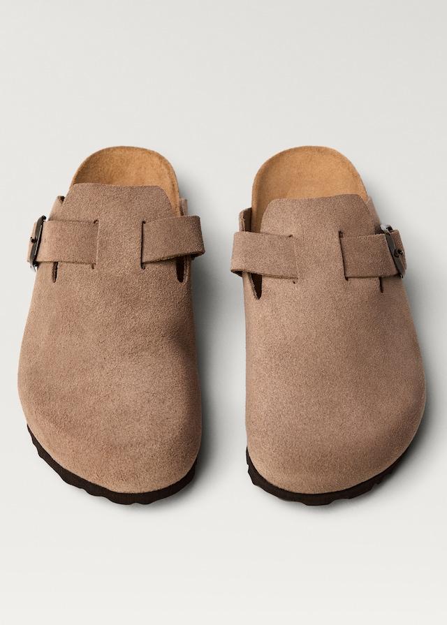 Mango Leder-Clogs mit Schnalle Discount Store für neue Produkte