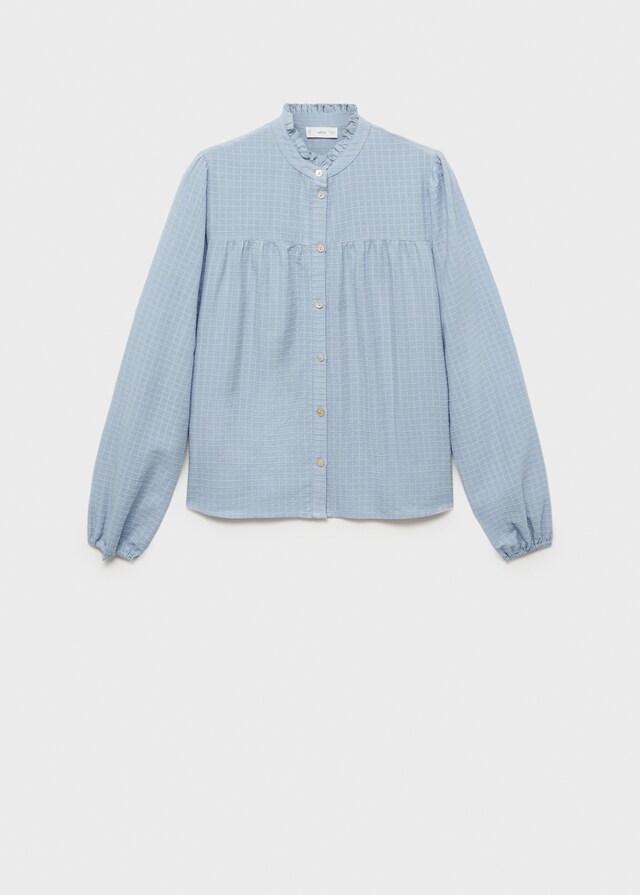 Mango Texturierte Karo-Bluse Online Outlet
