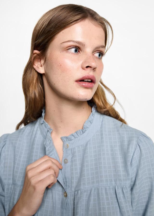 Mango Texturierte Karo-Bluse Online Outlet