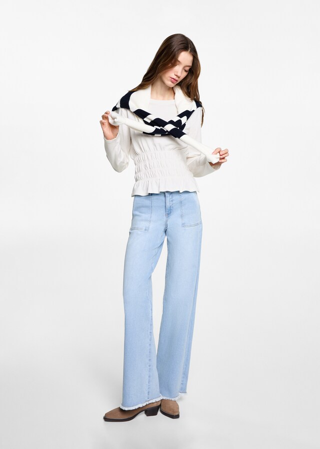 Mango T-Shirt mit geraffter Taille VIP-Rabatte