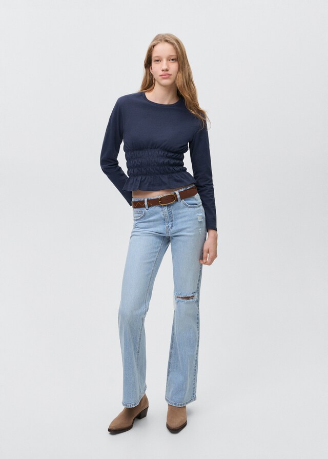 Mango T-Shirt mit geraffter Taille Tiefpreis