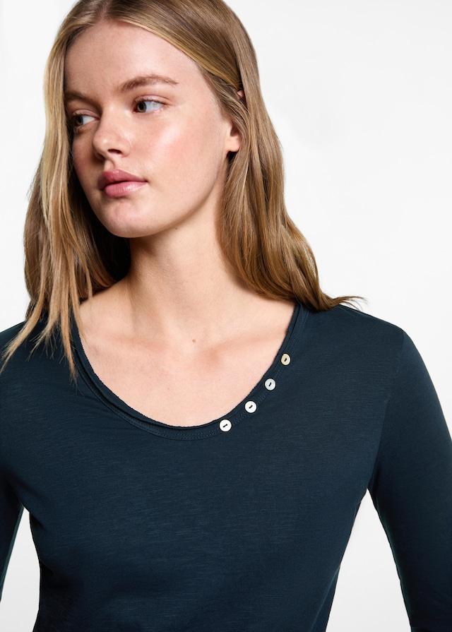 Mango Langärmliges T-Shirt mit Knöpfen Kostenlose Rückgabe