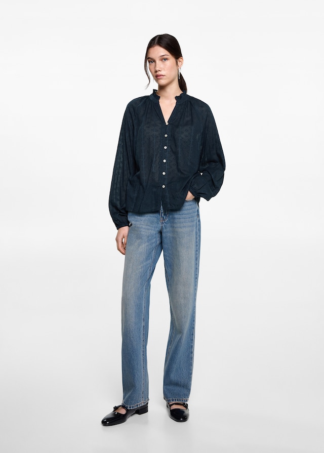 Mango Strukturierte Bluse bestickt Letzter Tag