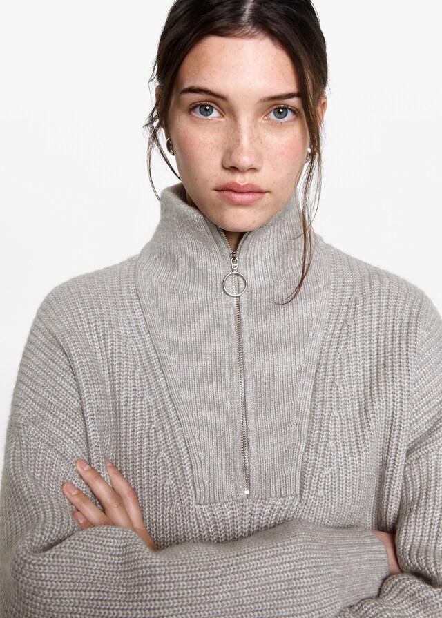 Mango Strickpullover mit Troyerkragen Fabrikladen