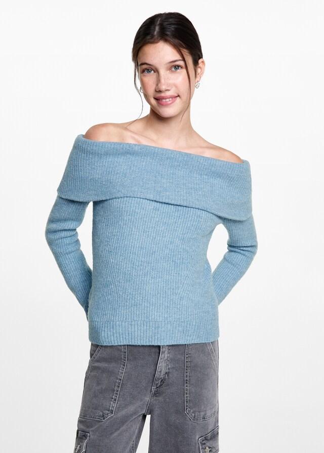 Mango Schulterfreier Strickpullover Rabatte dieses Monats