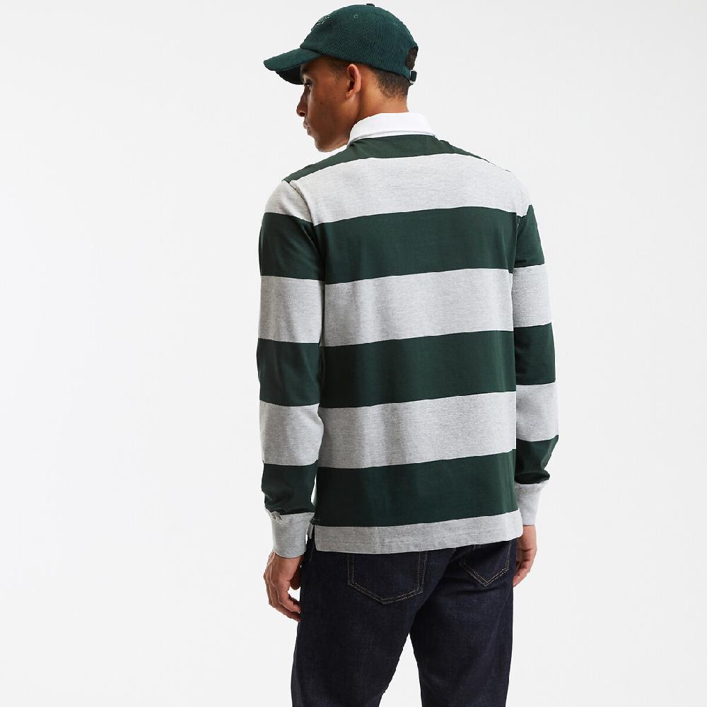 laredoute Gestreiftes Poloshirt lange Ärmel grau grün gestreift LA REDOUTE COLLECTIONS Tiefpreis