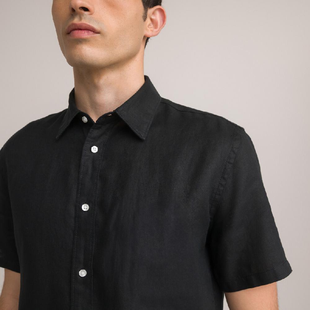 laredoute Kurzärmeliges Leinenhemd Regular-Fit schwarz LA REDOUTE COLLECTIONS