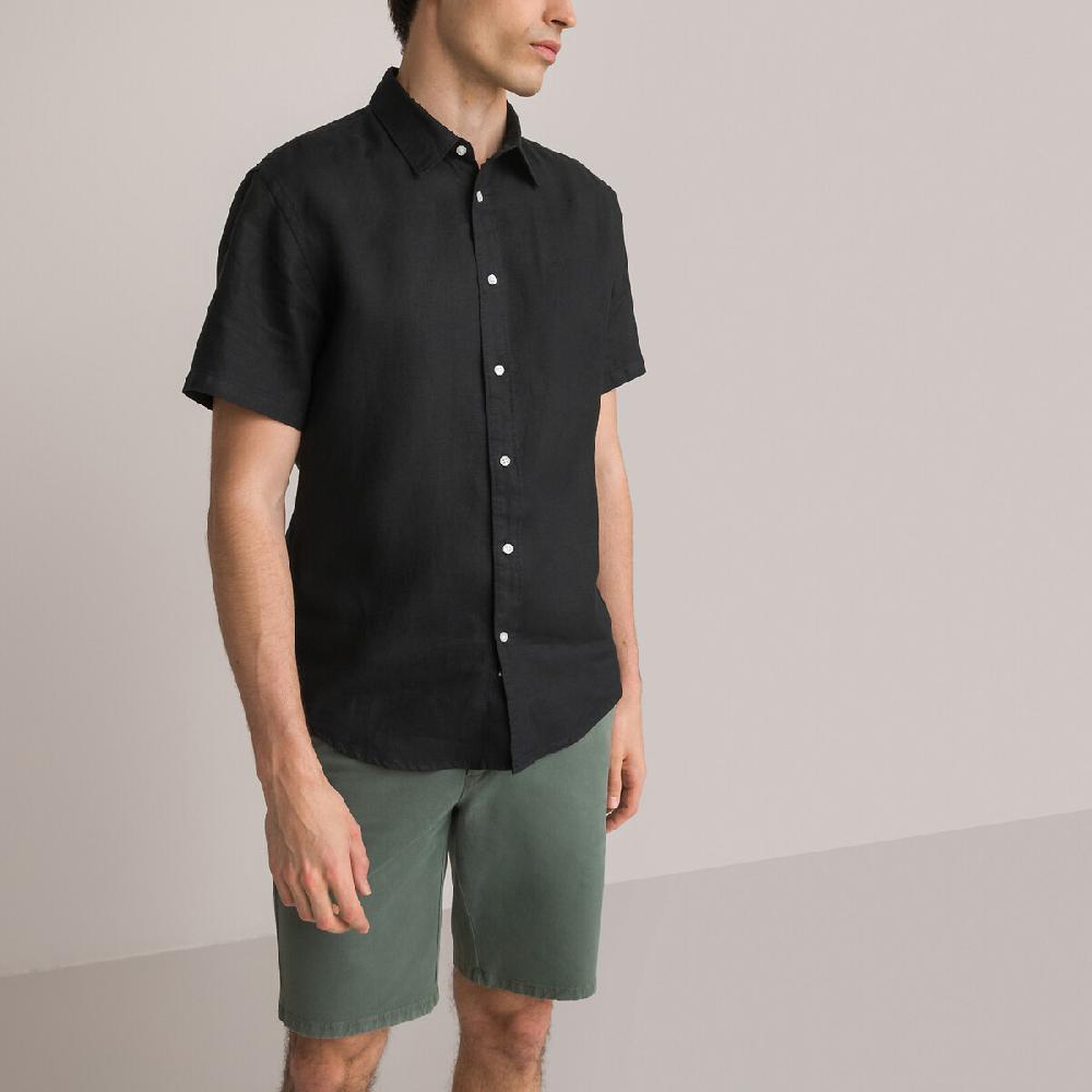 laredoute Kurzärmeliges Leinenhemd Regular-Fit schwarz LA REDOUTE COLLECTIONS Neueste Stile