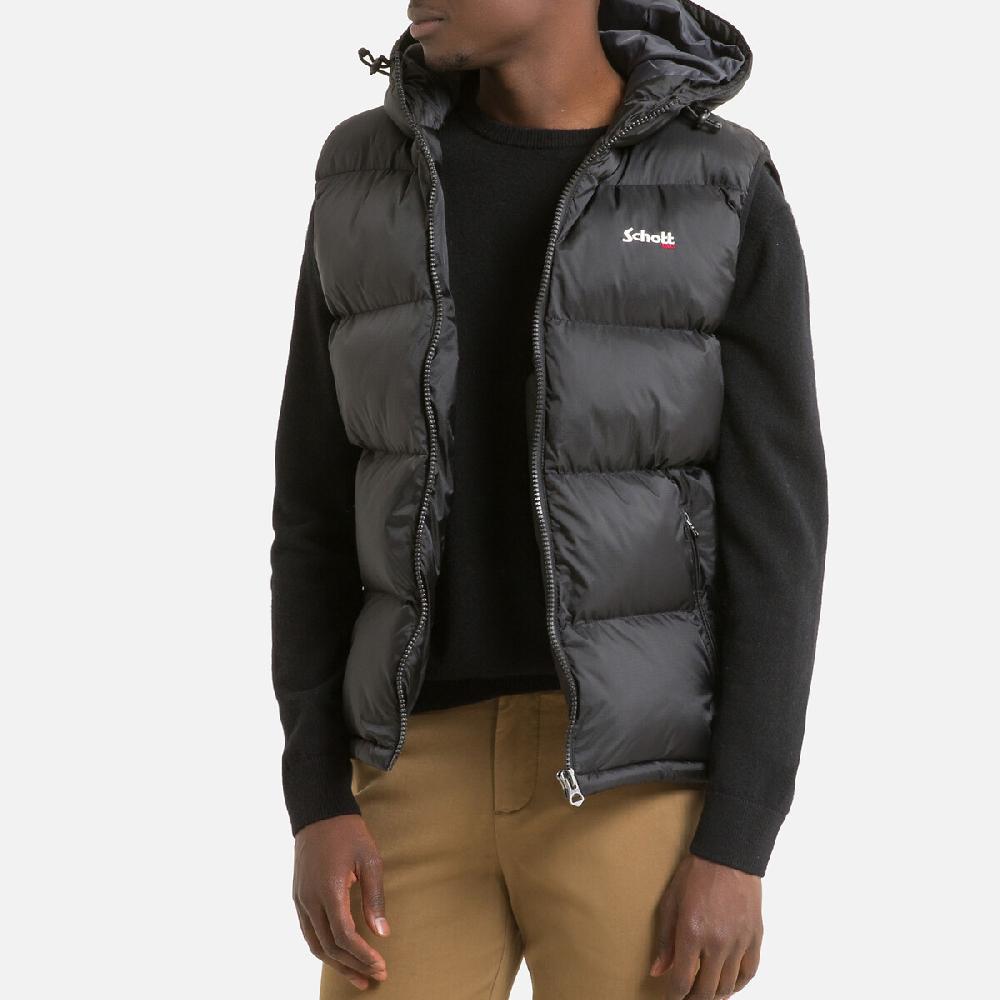 laredoute Ärmelloses Stepp-Gilet Idaho 2V mit Kapuze schwarz SCHOTT