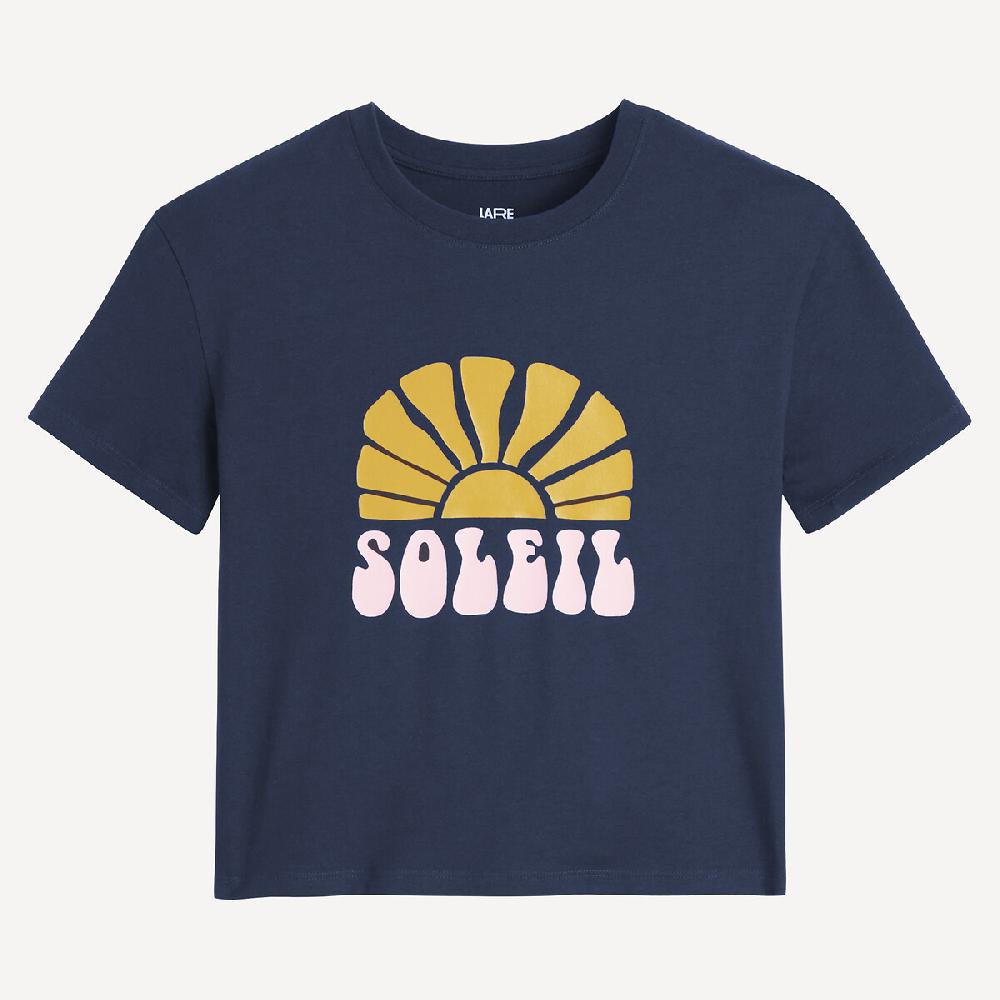 laredoute T-Shirt mit rundem Ausschnitt & Sonnen-Print marine LA REDOUTE COLLECTIONS Vierteljährliche Förderung