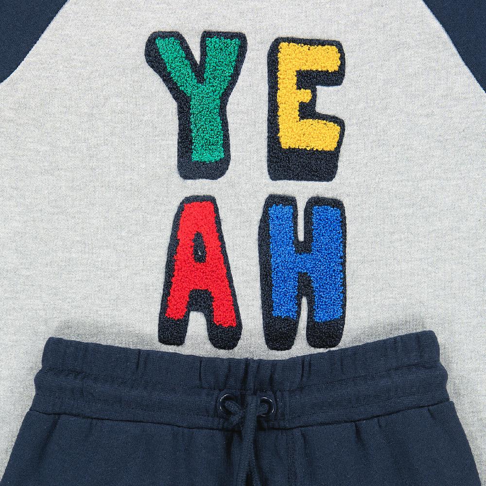 laredoute Pyjama aus Sweatware mit gestickter Frotteeschrift blau/grau LA REDOUTE COLLECTIONS Kostenloser Versand international