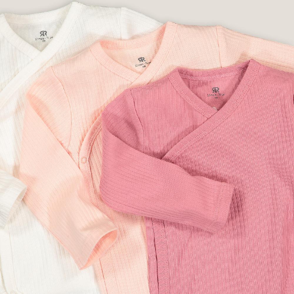 laredoute 3er-Pack Bodys für Neugeborene aus Bio-Baumwolle ecru + rosa LA REDOUTE COLLECTIONS Rabatt