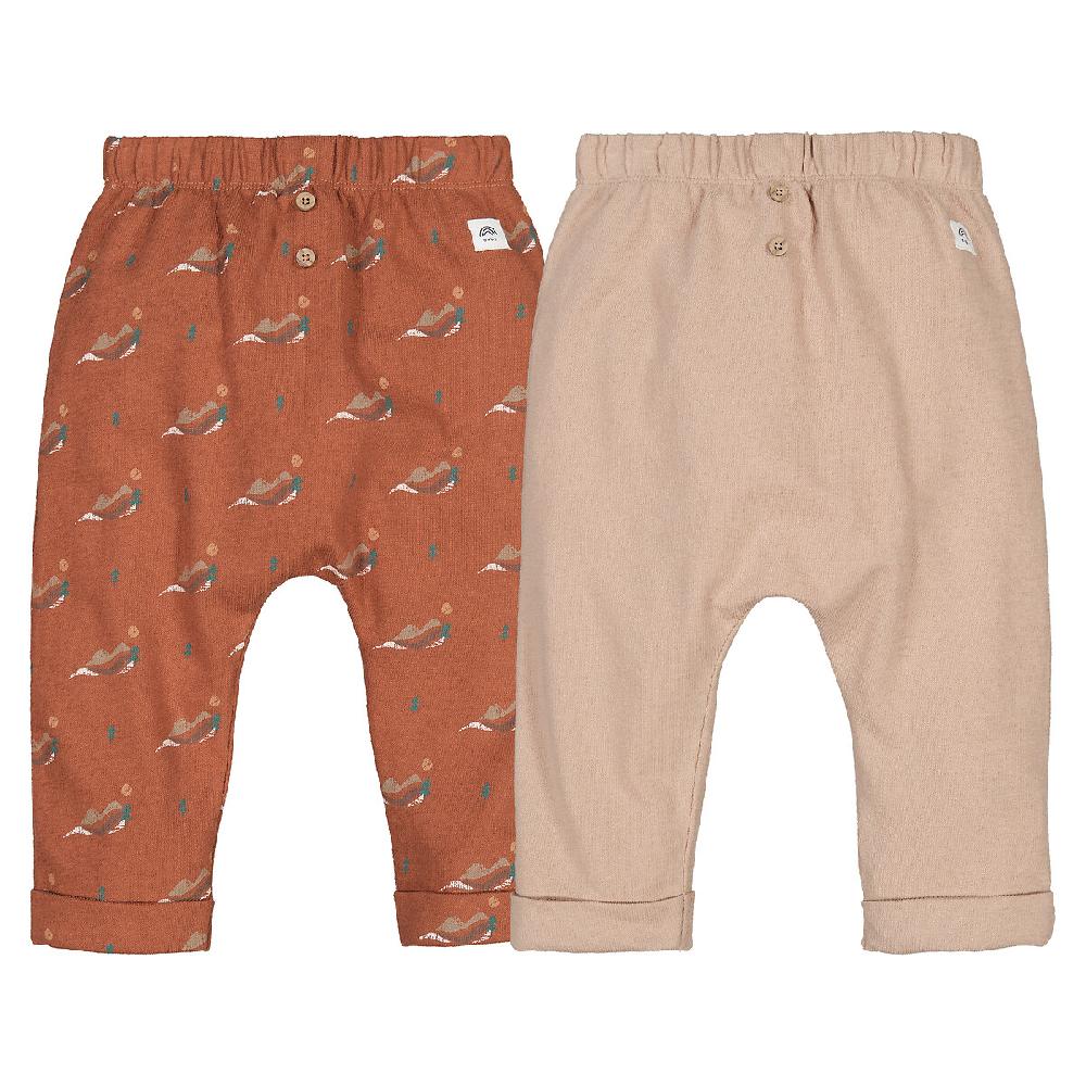 laredoute 2er-Pack Pluderhosen gemusterter Jersey braun / beige LA REDOUTE COLLECTIONS
