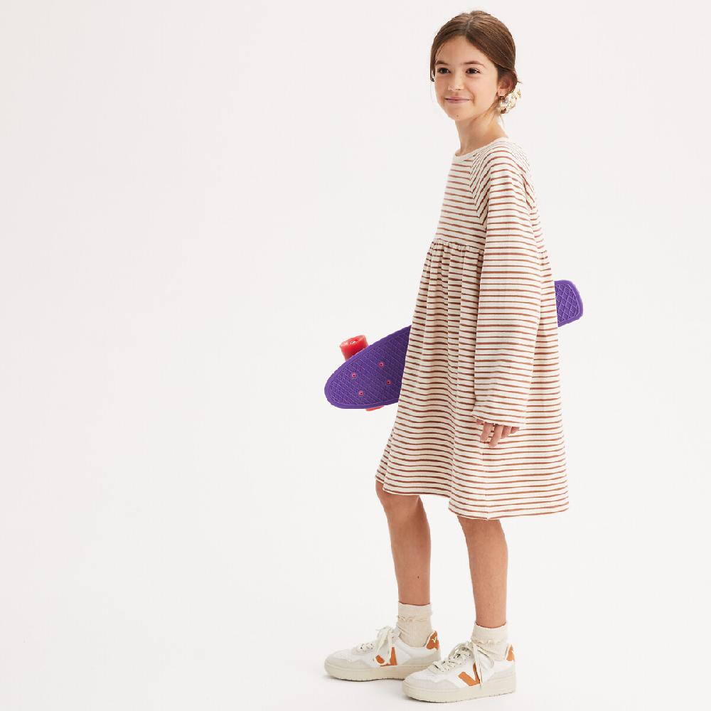 laredoute Gestreiftes Kleid mit langen Ärmeln braun/ecru gestreift LA REDOUTE COLLECTIONS Osterangebot