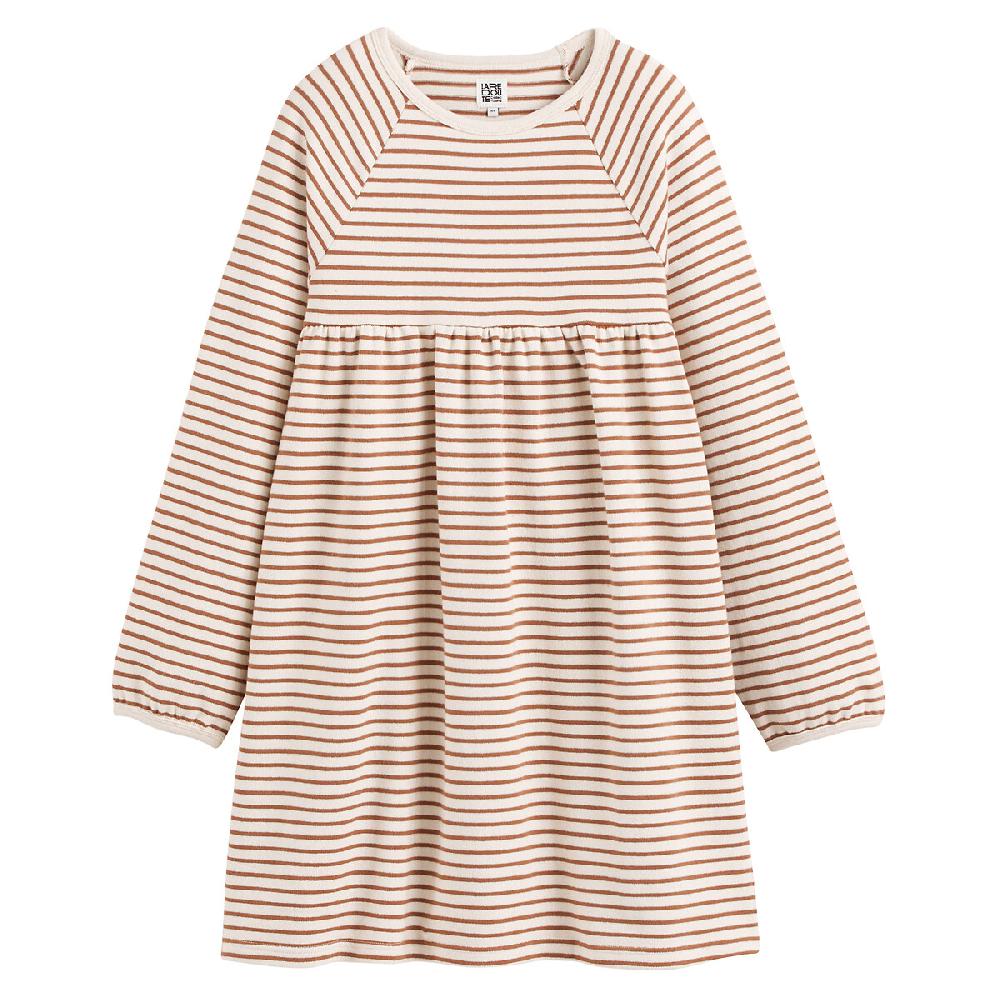 laredoute Gestreiftes Kleid mit langen Ärmeln braun/ecru gestreift LA REDOUTE COLLECTIONS Osterangebot