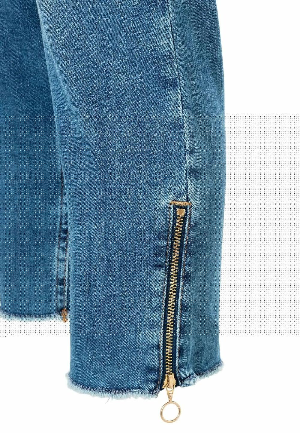 MAC Rich Jeans knöchellang Slim-Fit Fransen-Details für Damen Bis zu 50% Rabatt