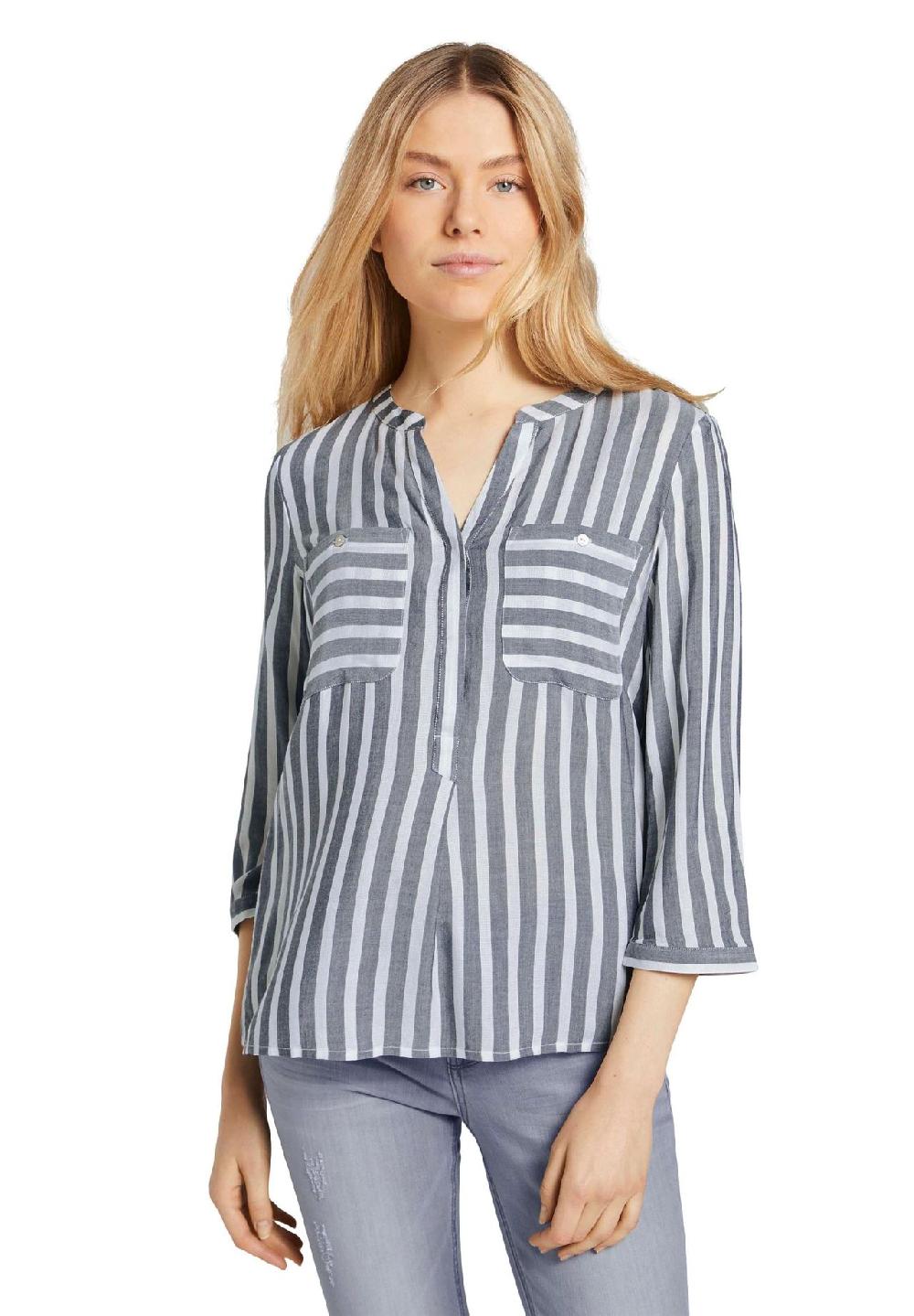 TOM TAILOR Shirtbluse Brusttaschen 3/4-Arm für Damen Kostenloser Versand international