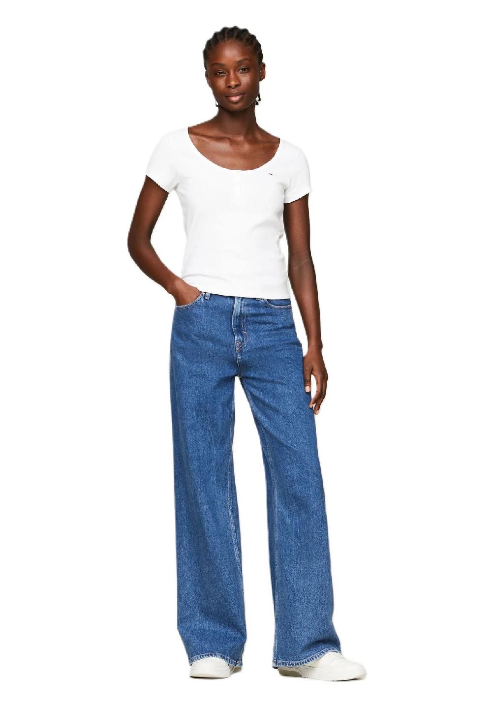 TOMMY Jeans T-Shirt Henley-Ausschnitt für Damen Blitzangebot