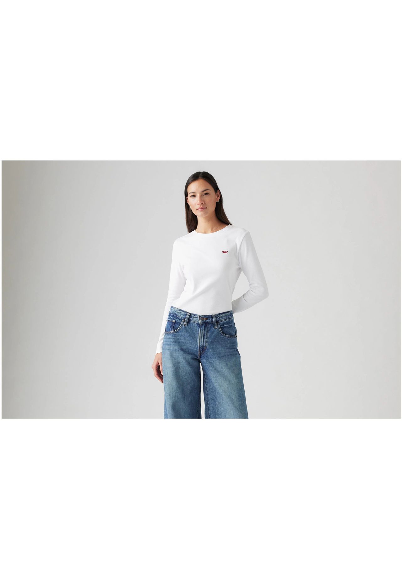 Levi's® Langarmshirt "Essential Housemark Long-Sleeve Tee" Baumwolle für Damen Letzter Tag