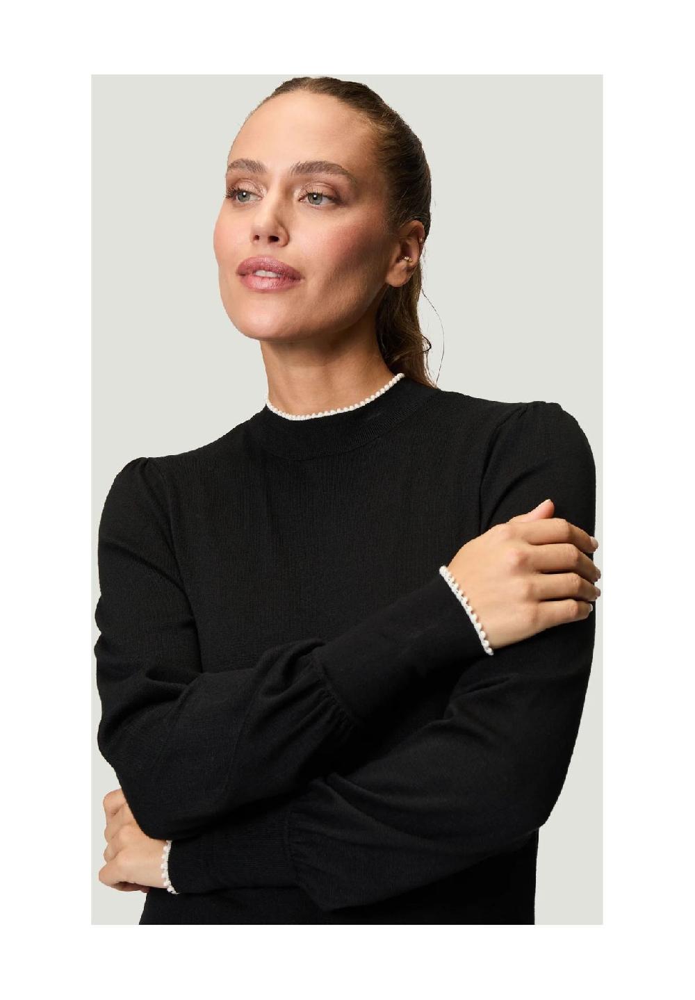 zero Pullover Stehkragen Kontrastpaspel für Damen Günstiger Verkauf