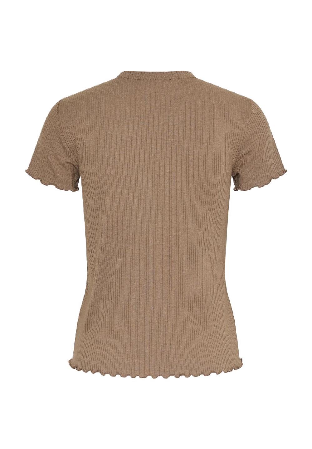 PIECES T-Shirt gewellter Saum Ripp-Optik für Damen Große Rabatte