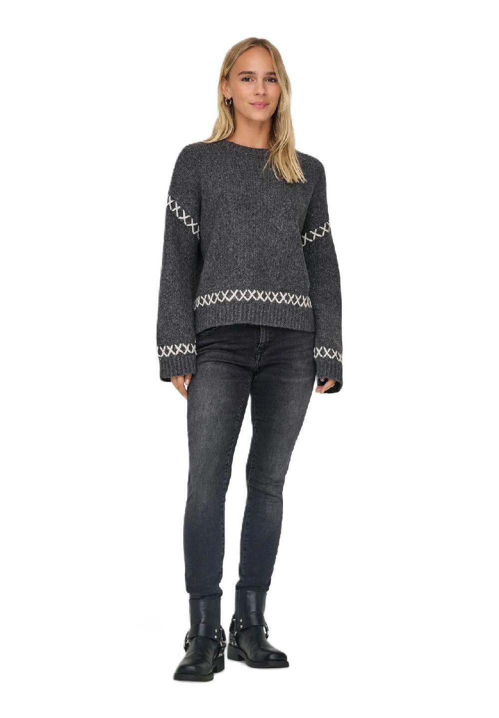 ONLY® Strickpullover "Amanda" Ziernähte für Damen Bis zu 50% Rabatt