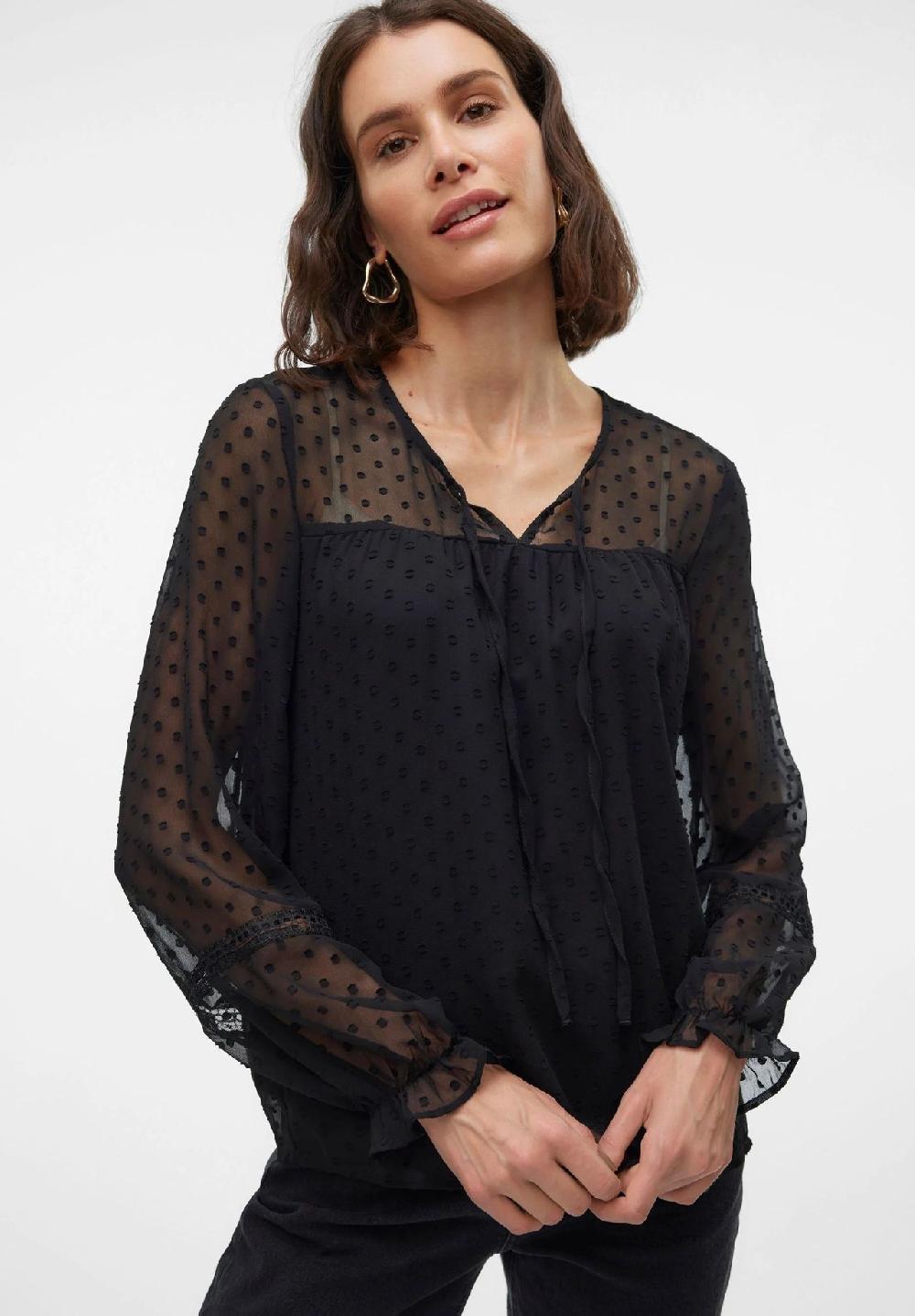 VERO MODA® Shirtbluse "Leah" Schlüsselloch-Ausschnitt für Damen Sonderangebot der Fabrik