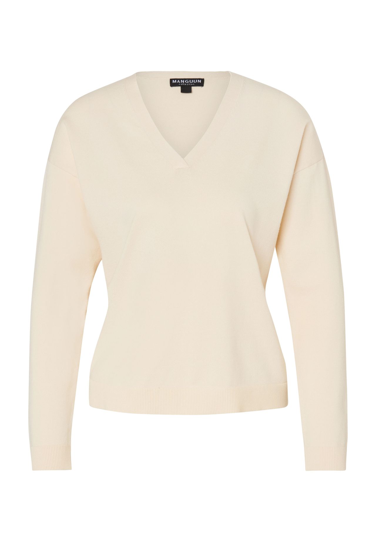 MANGUUN collection Pullover V-Ausschnitt Rippbündchen für Damen 2025