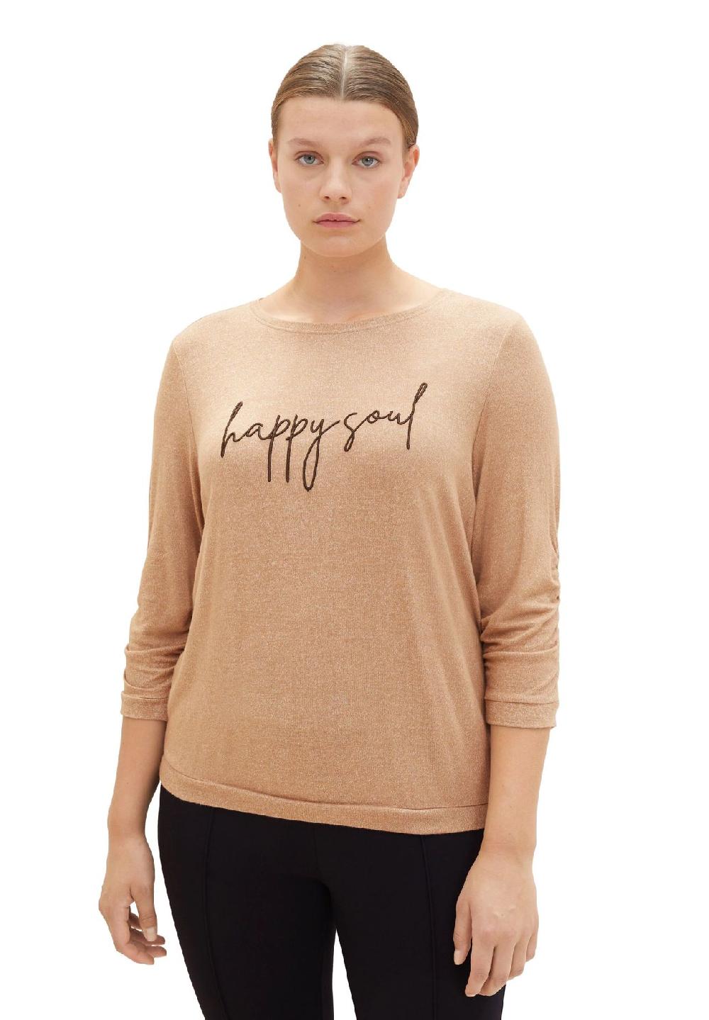 TOM TAILOR plus Shirt 3/4-Arm Melange Raffung für Damen Lagerräumung
