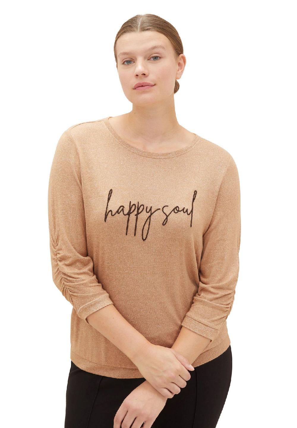 TOM TAILOR plus Shirt 3/4-Arm Melange Raffung für Damen Lagerräumung