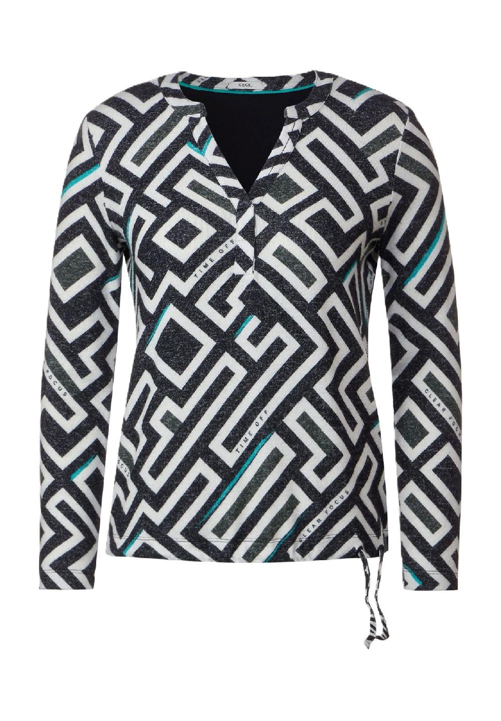 CECIL Tunikashirt Split-Neck grafisch für Damen Valentinstagsangebot