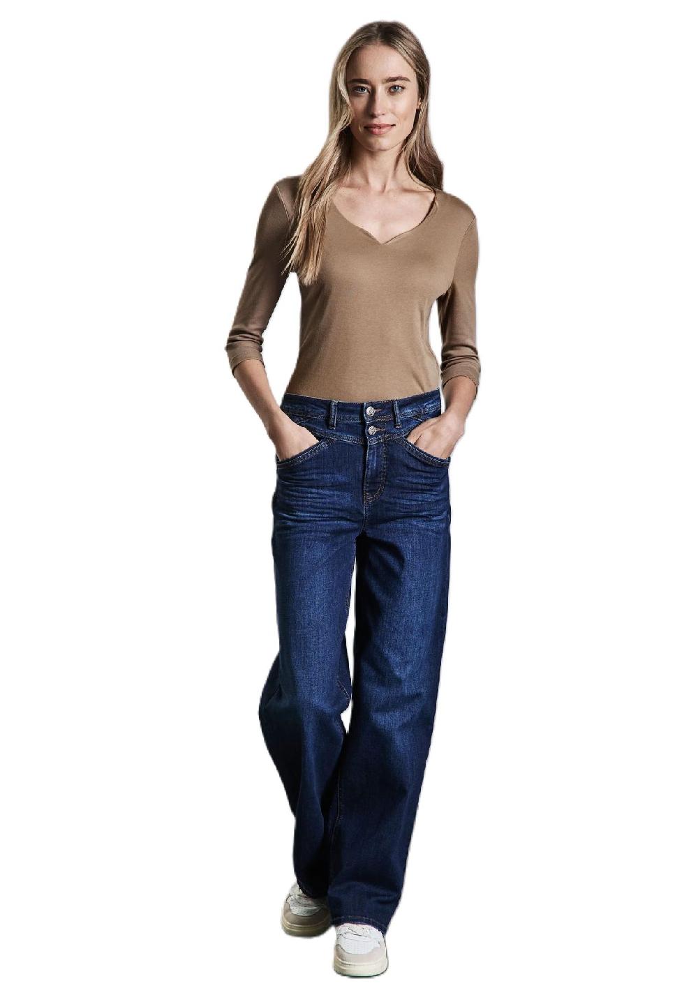 Street One T-Shirt 3/4-Arm Herzausschnitt für Damen Valentinstagsangebot