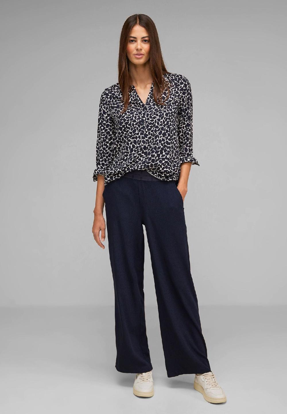 Street One Shirtbluse Split-Neck Langarm für Damen Schlussverkauf