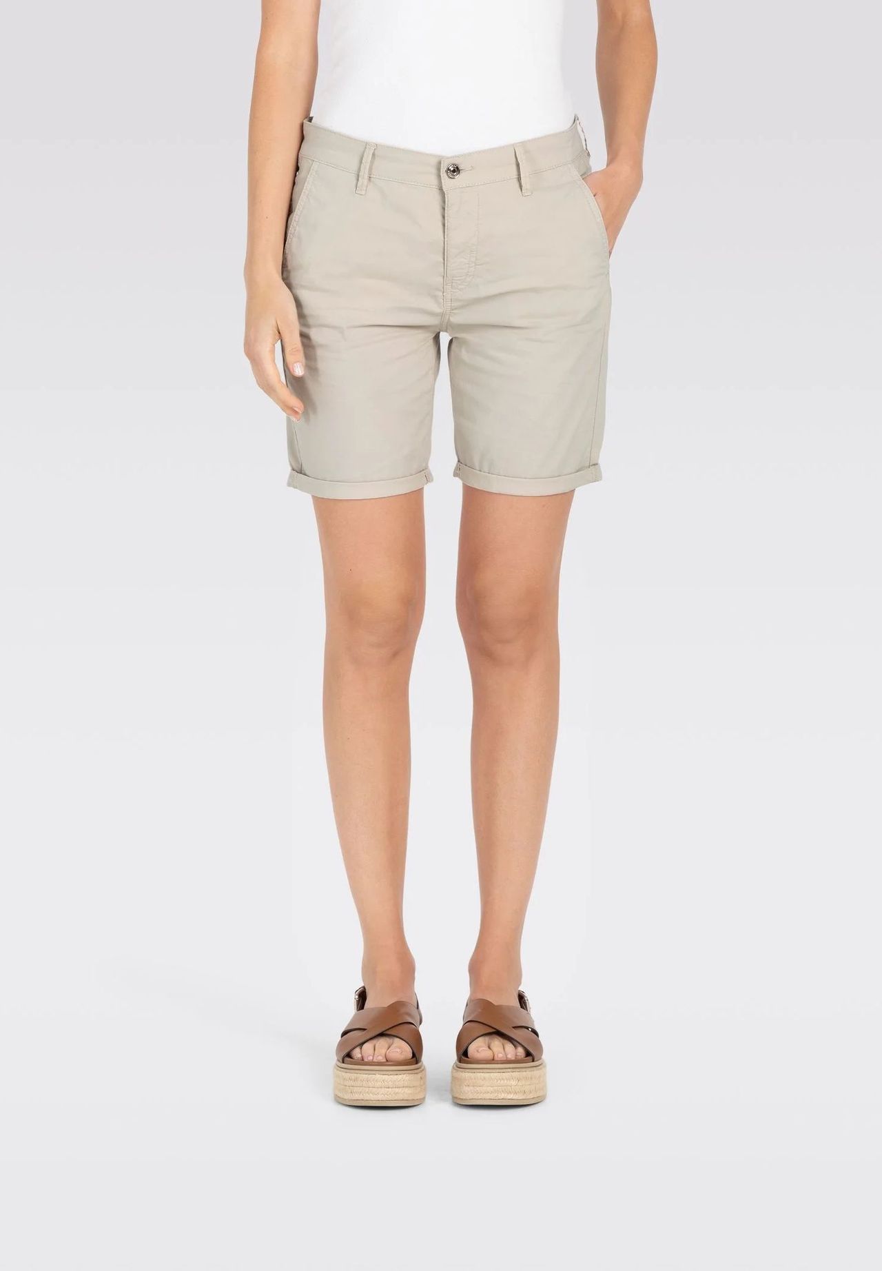 MAC Chino-Shorts Saumumschlag Paspeltaschen für Damen Weihnachtsangebot