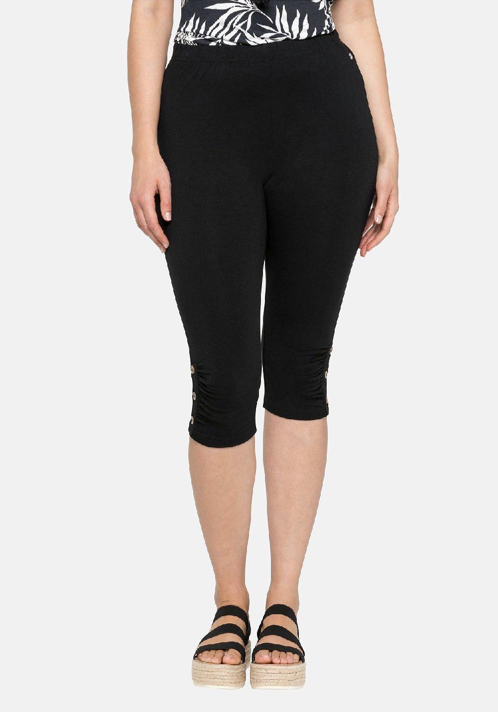 sheego Leggings mit Raffung und Deko-Knöpfen am Saum VIP-Rabatte
