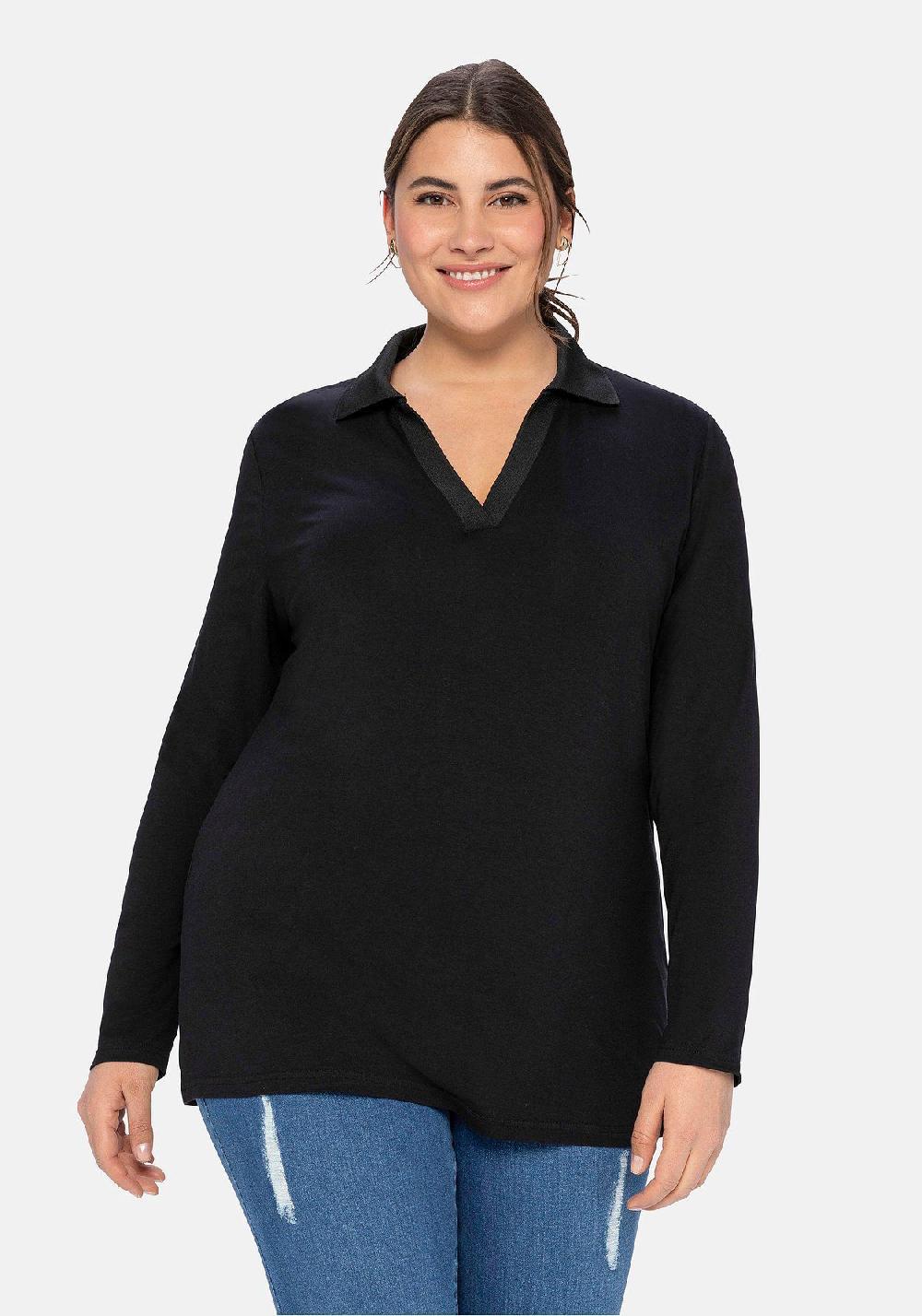 sheego Poloshirt mit offenem Polokragen Letzter Tag