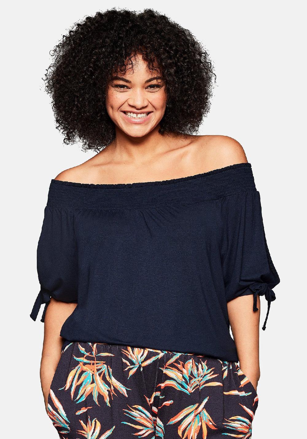 sheego Carmenshirt mit Smokeinsatz Zeitbegrenzte Promotion