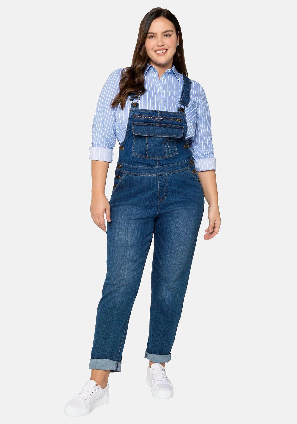 sheego Jeans-Latzhose in Latzform aus elastischem Baumwollmix Begrenzt auf 3 Tage