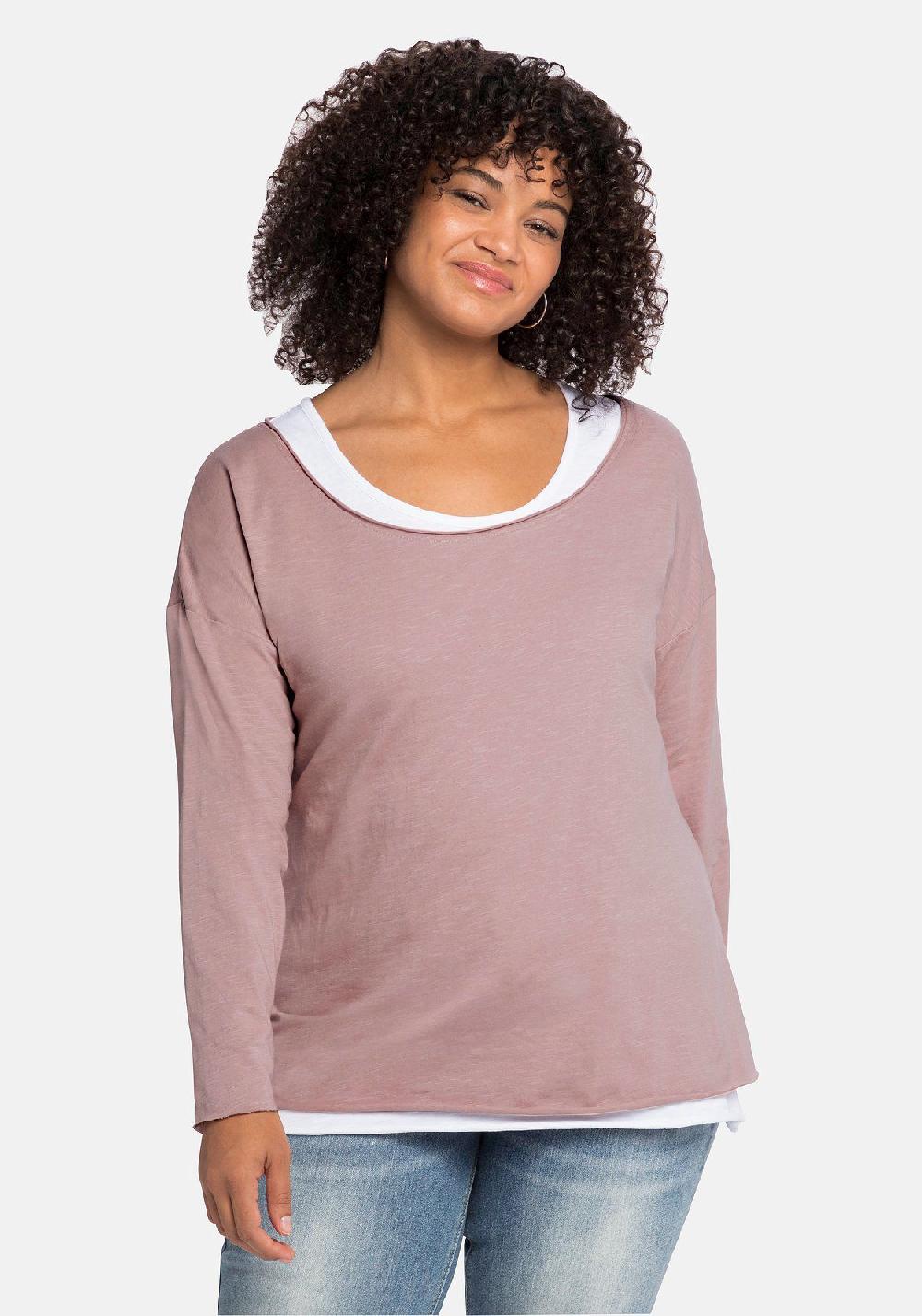 sheego by JoeBrowns Langarmshirt mit kontrastfarbenem Tanktop 50% Rabatt für begrenzte Zeit